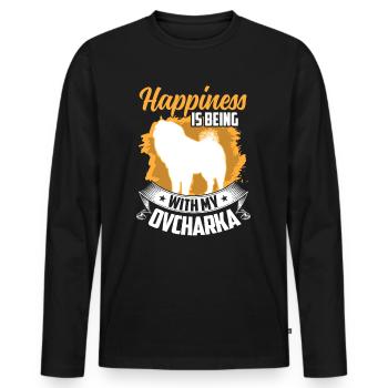 Ovcharka est chanceux chien de berger du Caucase - T-shirt manches longues Premium bio Homme - noir - Devant - Nico (187cm)