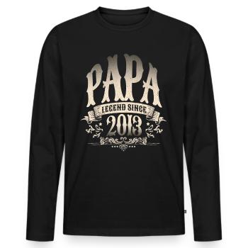Papa Legend Since 2013 Geschenk für stolze Väter - Männer Premium Bio Langarmshirt - Schwarz - Vorne - Nico (187cm)