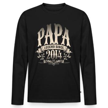 Papa Legend depuis 2014 Cadeau pour les pères fiers - T-shirt manches longues Premium bio Homme - noir - Devant - Nico (187cm)