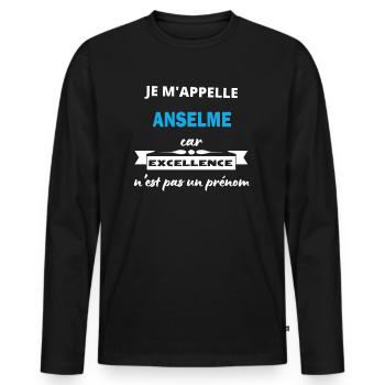 Je m'appelle excellence Anselme - T-shirt manches longues Premium bio Homme - noir - Devant - Nico (187cm)