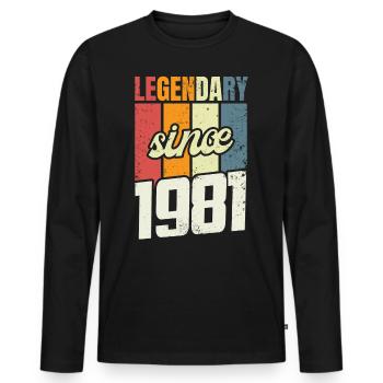 42nd Birthday Level 42 Years 1981 Decoration Gift - Men's Premium Organic Long Sleeve Shirt - black - Front - Nico (187cm)