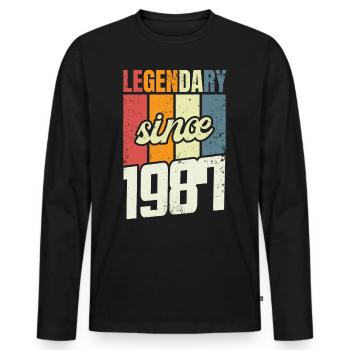 36th Birthday Level 36 Years 1987 Decoration Gift - Men's Premium Organic Long Sleeve Shirt - black - Front - Nico (187cm)