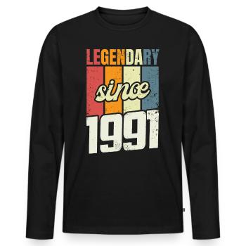 32nd Birthday Level 32 Years 1991 - Men's Premium Organic Long Sleeve Shirt - black - Front - Nico (187cm)