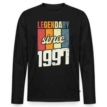 Niveau 26e anniversaire 26 ans 1997 - T-shirt manches longues Premium bio Homme - noir - Devant - Nico (187cm)