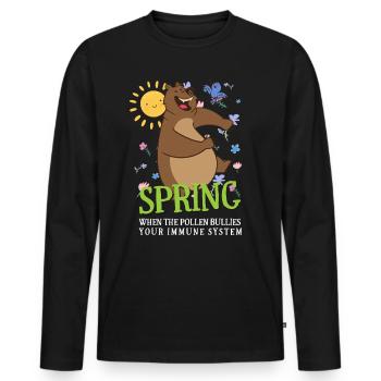 Printemps quand le pollen intimide votre système immunitaire - T-shirt manches longues Premium bio Homme - noir - Devant - Nico (187cm)
