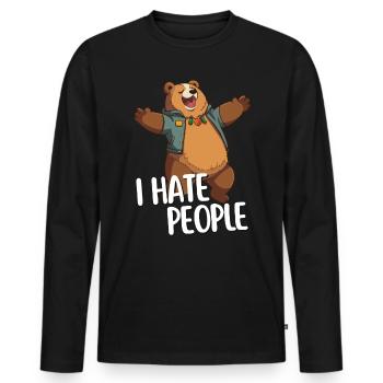I Hate People - Strong design with sarcasm - Men's Premium Organic Long Sleeve Shirt - black - Front - Nico (187cm)