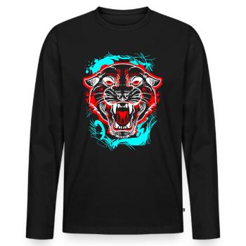 L.Gor Tiger - Männer Premium Bio Langarmshirt - Schwarz - Vorne - Nico (187cm)