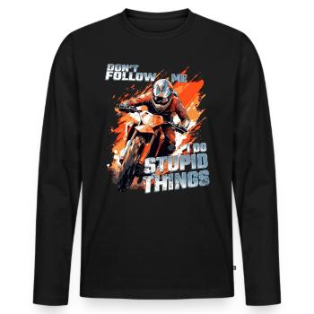 Don't follow me - Cooler Dirtbike Motocross Spruch - Männer Premium Bio Langarmshirt - Schwarz - Vorne - Nico (187cm)