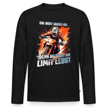 Fahren am Limit - Cooler Dirtbike Motocross Spruch - Männer Premium Bio Langarmshirt - Schwarz - Vorne - Nico (187cm)