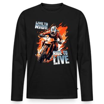 Live to ride ride to live - Dirtbike Motocross - Men's Premium Organic Long Sleeve Shirt - black - Front - Nico (187cm)