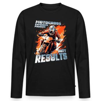 Expansive Passion - Cool Dirt Bike Motocross - Men's Premium Organic Long Sleeve Shirt - black - Front - Nico (187cm)