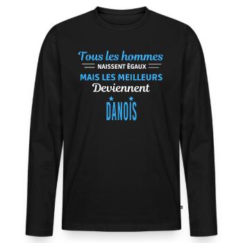 tous les hommes naissent égaux Danois - T-shirt manches longues Premium bio Homme - noir - Devant - Nico (187cm)