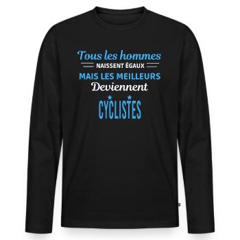 tous les hommes naissent égaux Cyclistes - T-shirt manches longues Premium bio Homme - noir - Devant - Nico (187cm)