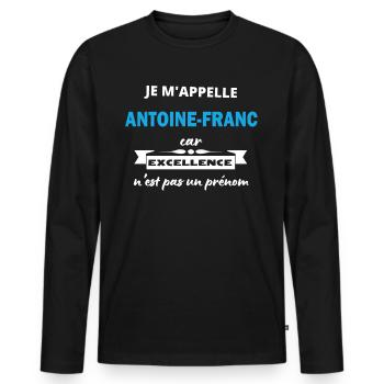 Je m'appelle excellence Antoine-Francois - T-shirt manches longues Premium bio Homme - noir - Devant - Nico (187cm)