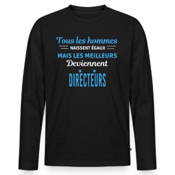 tous les hommes naissent égaux Directeurs - T-shirt manches longues Premium bio Homme - noir - Devant - Nico (187cm)
