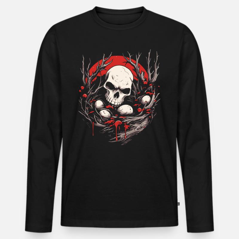 Bad Apple Totenkopf - Skull And Eggs In A Nest - Männer Premium Bio Langarmshirt - Schwarz