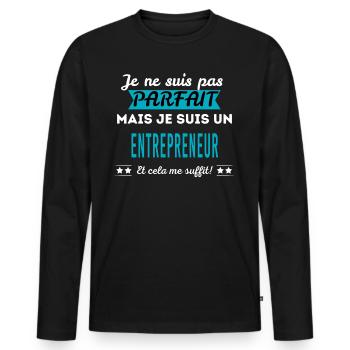 Je ne suis pas parfait ENTREPRENEUR - T-shirt manches longues Premium bio Homme - noir - Devant - Nico (187cm)