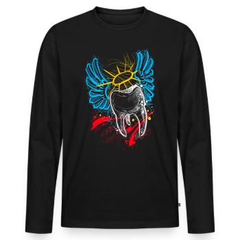 Zahn mit Flügel - Männer Premium Bio Langarmshirt - Schwarz - Vorne - Nico (187cm)