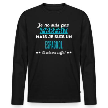 Je ne suis pas parfait ESPAGNOL - T-shirt manches longues Premium bio Homme - noir - Devant - Nico (187cm)