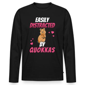 Distracted by quokka Australia marsupial - Men's Premium Organic Long Sleeve Shirt - black - Front - Nico (187cm)