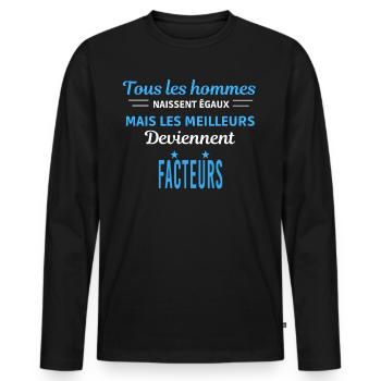 tous les hommes naissent égaux Facteurs - T-shirt manches longues Premium bio Homme - noir - Devant - Nico (187cm)