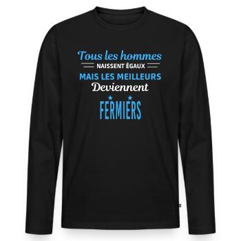 tous les hommes naissent égaux Fermiers - T-shirt manches longues Premium bio Homme - noir - Devant - Nico (187cm)