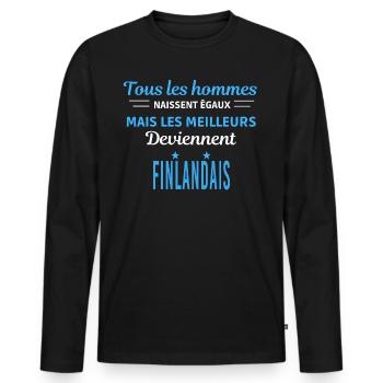 tous les hommes naissent égaux Finlandais - T-shirt manches longues Premium bio Homme - noir - Devant - Nico (187cm)