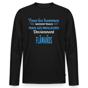 tous les hommes naissent égaux Flamands - T-shirt manches longues Premium bio Homme - noir - Devant - Nico (187cm)