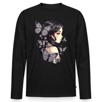 Gothic Lady: Papillons de nuit et incolores - T-shirt manches longues Premium bio Homme - noir - Devant - Nico (187cm)
