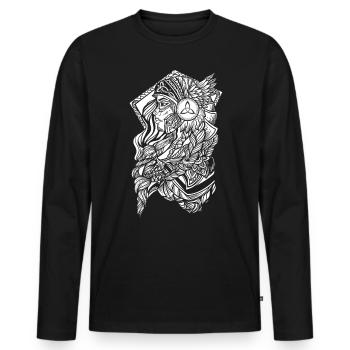 Schildmaid Walküre - Kriegerin der Germanen Viking - Männer Premium Bio Langarmshirt - Schwarz - Vorne - Nico (187cm)