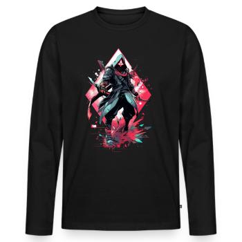 Epic Gamer Cyber Assassin in Red with Shard - Men's Premium Organic Long Sleeve Shirt - black - Front - Nico (187cm)