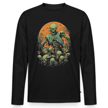 Creepy Halloween zombie and undead apocalypse - Men's Premium Organic Long Sleeve Shirt - black - Front - Nico (187cm)