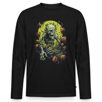 Tempêtes de zombies cauchemardesques d’Halloween avec une horde de morts-vivants - T-shirt manches longues Premium bio Homme - noir - Devant - Nico (187cm)