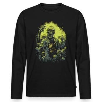 Morts-vivants Halloween: Zombie se bat avec une horde de morts-vivants - T-shirt manches longues Premium bio Homme - noir - Devant - Nico (187cm)