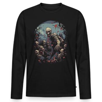 Halloween Horror: Zombie et morts-vivants Apocalypse - T-shirt manches longues Premium bio Homme - noir - Devant - Nico (187cm)