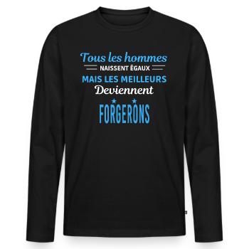 tous les hommes naissent égaux Forgerons - T-shirt manches longues Premium bio Homme - noir - Devant - Nico (187cm)
