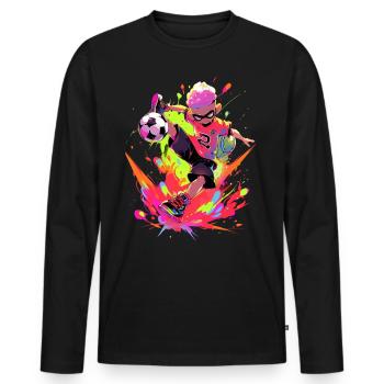 Cool Cartoon Footballer - Street Art Gaming Design - T-shirt manches longues Premium bio Homme - noir - Devant - Nico (187cm)