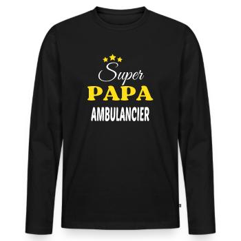 Super Papa AMBULANCIER ANNIVERSAIRE - T-shirt manches longues Premium bio Homme - noir - Devant - Nico (187cm)