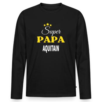 Super Papa AQUITAIN ANNIVERSAIRE - T-shirt manches longues Premium bio Homme - noir - Devant - Nico (187cm)