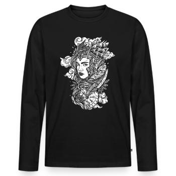 Nordische Wikinger Frau - Schildmaid & Walküre - Männer Premium Bio Langarmshirt - Schwarz - Vorne - Nico (187cm)