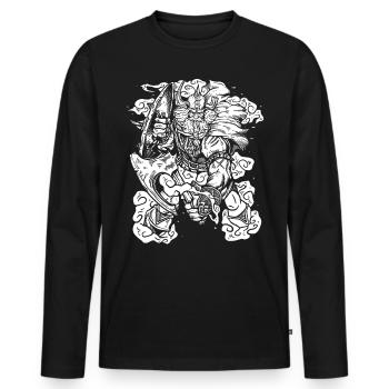Norse Viking Warrior - Hache et Barbe - T-shirt manches longues Premium bio Homme - noir - Devant - Nico (187cm)