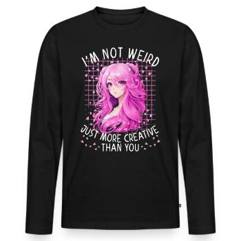 Fille Anime Manga Dire Étrange Creative - T-shirt manches longues Premium bio Homme - noir - Devant - Nico (187cm)