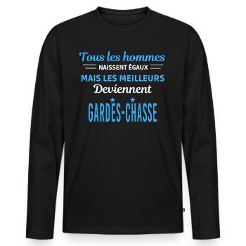 tous les hommes naissent égaux Gardes-chasse - T-shirt manches longues Premium bio Homme - noir - Devant - Nico (187cm)