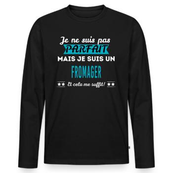 Je ne suis pas parfait FROMAGER - T-shirt manches longues Premium bio Homme - noir - Devant - Nico (187cm)