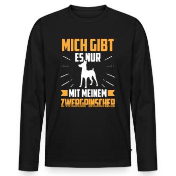 Nur mit meinem Zwergpinscher Pinscher - Männer Premium Bio Langarmshirt - Schwarz - Vorne - Nico (187cm)