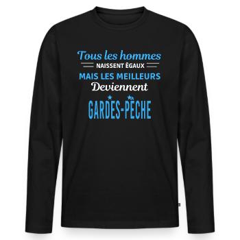 tous les hommes naissent égaux Gardes-pêche - T-shirt manches longues Premium bio Homme - noir - Devant - Nico (187cm)
