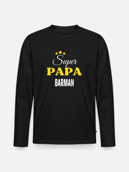 Super Papa BARMAN ANNIVERSAIRE - T-shirt manches longues Premium bio Homme - noir