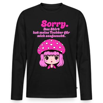 Pink Anime Fliegenpilz Girl für Mama oder Papa - Männer Premium Bio Langarmshirt - Schwarz - Vorne - Nico (187cm)