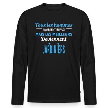 tous les hommes naissent égaux Jardiniers - T-shirt manches longues Premium bio Homme - noir - Devant - Nico (187cm)