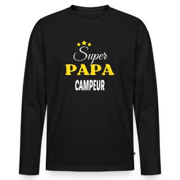 Super Papa CAMPEUR ANNIVERSAIRE - T-shirt manches longues Premium bio Homme - noir - Devant - Nico (187cm)